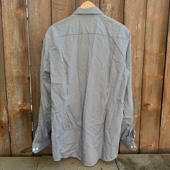ETON Men’s Navy White Striped Long Sleeve Button Down Dress Shirt Size 43 17 - Picture 8 of 12